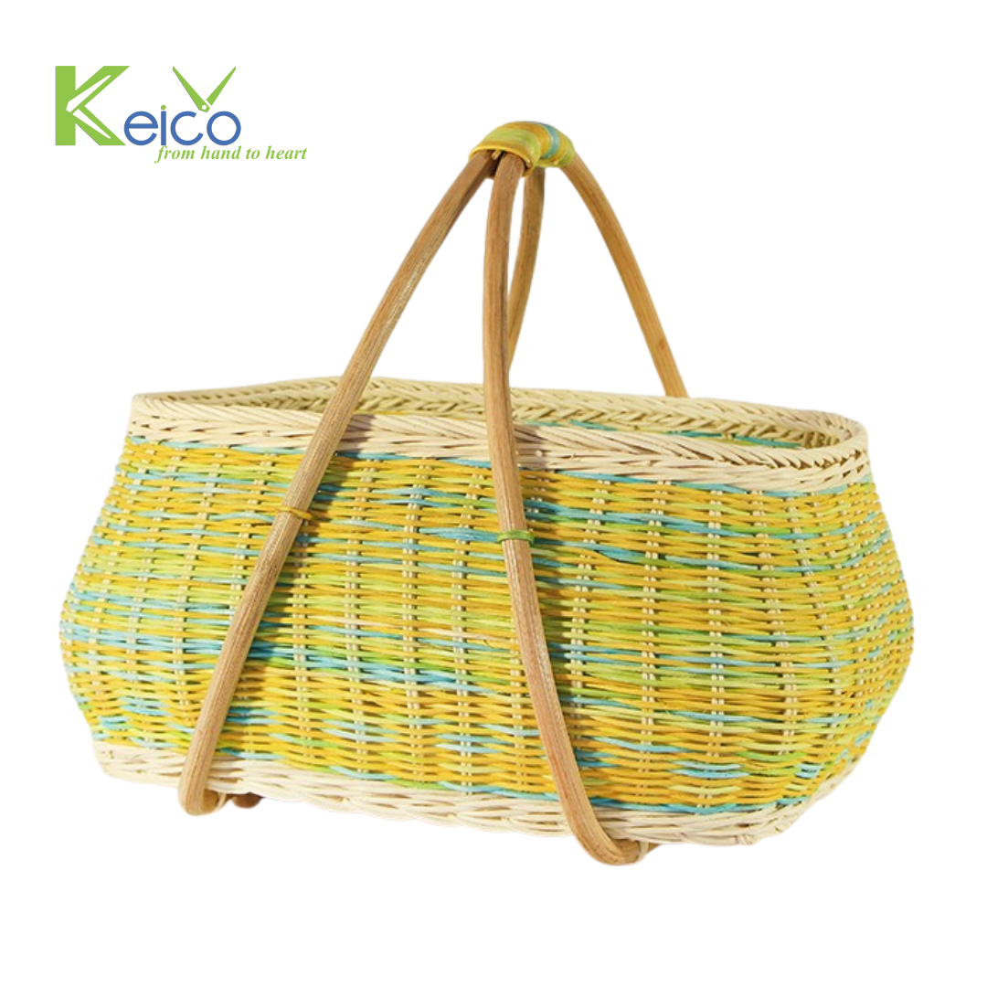 Rattan Export Wholesale rattan colored picnic basket 40x30x32cm made in Vietnam - REX-8423060620