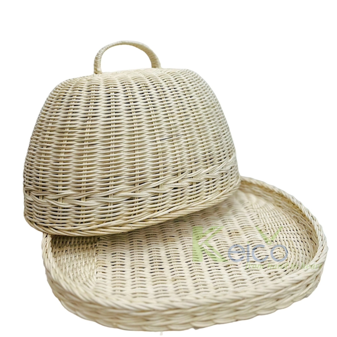 Rattan Export Elegant & Unique: The White Woven Elegance Collection by : Wicker Food Covers &Trays, Health-Safe Dining Essentials - REX-24121301