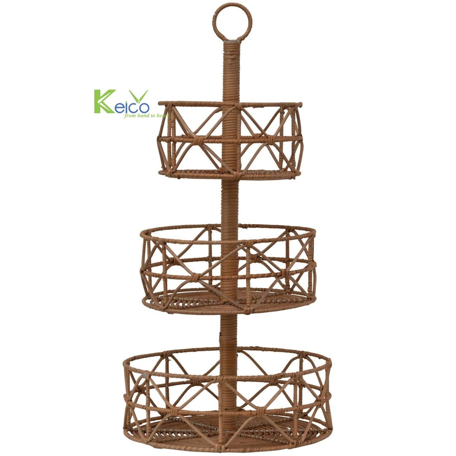 Rattan Export Round Rattan 3-Tier Tray, Food Storage Basket 8423091615 - REX-8423091615-1