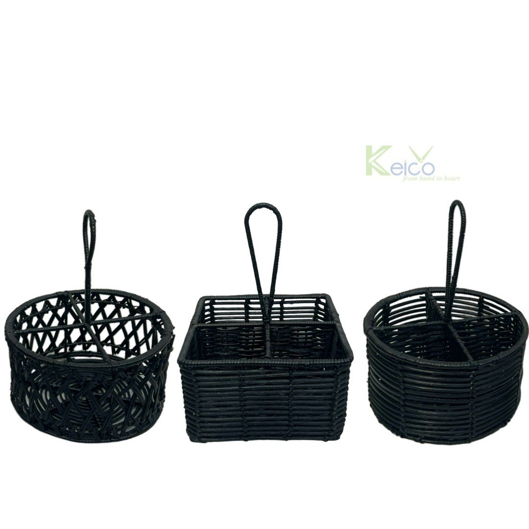 Rattan Export Black Rattan Kitchen Storage Basket 8423091616 - REX-8423091616-1