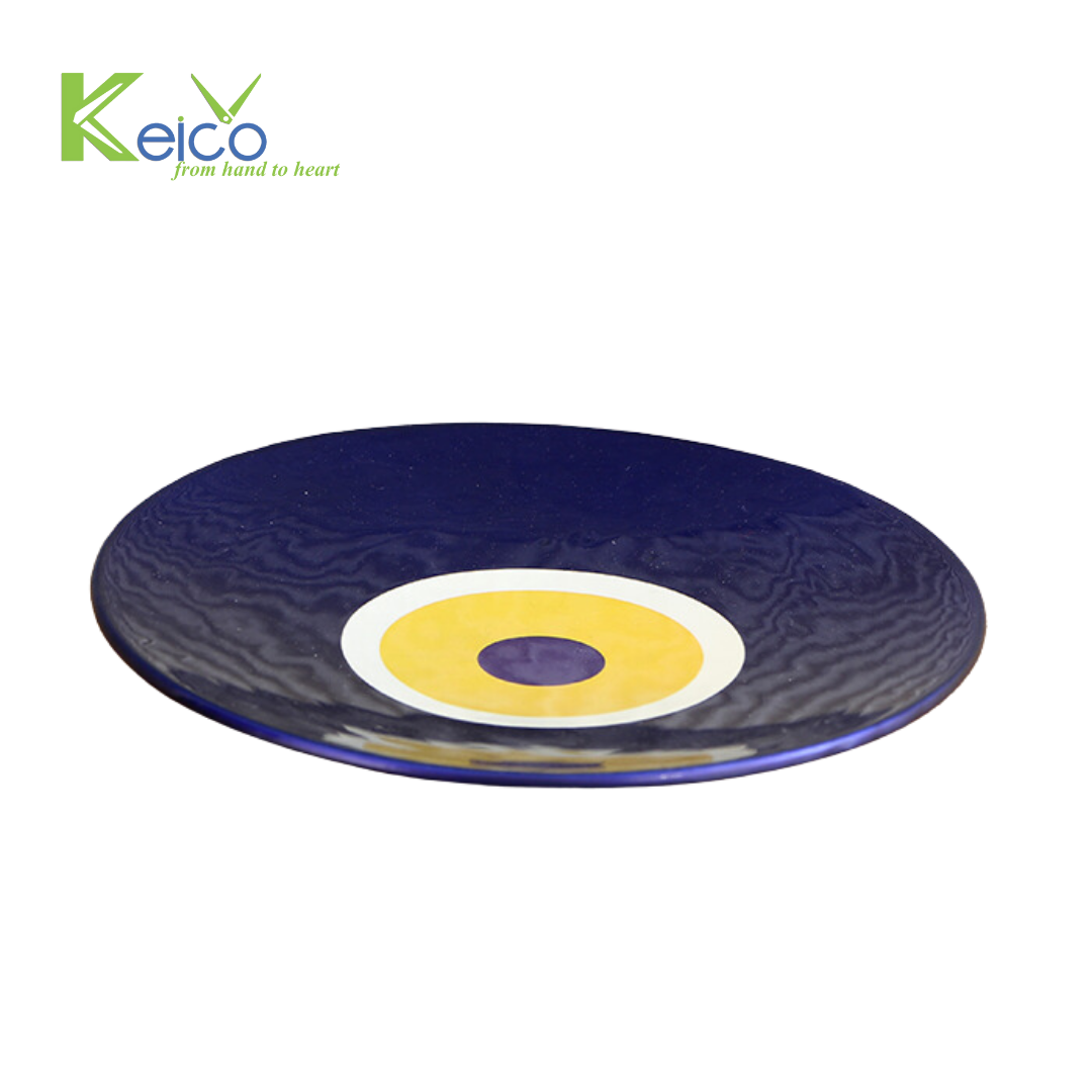 Rattan Export Piatto rotondo in bambù fatto a mano con motivo occhio blu, prodotto in Vietnam - REX-8423071012