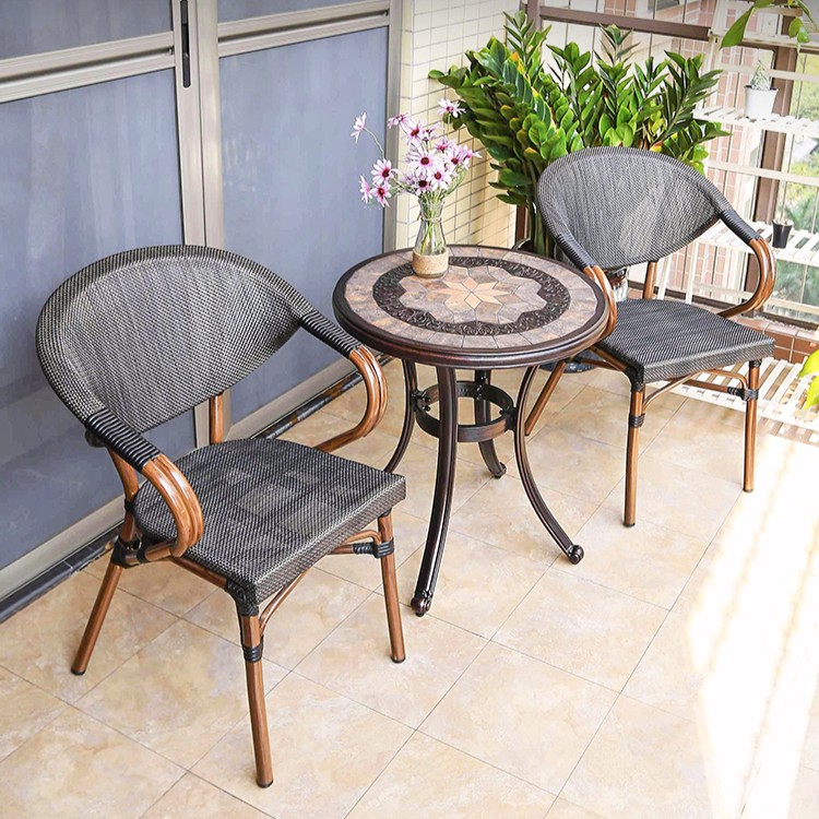 Rattan Export Conjunto de Mesa y Sillas de Café para Jardín D60-2G - REX-BCF-D60-2G