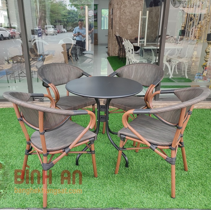 Rattan Export Conjunto de Mesa y Sillas de Café para Exterior T70 - REX-BCP-T70-CT