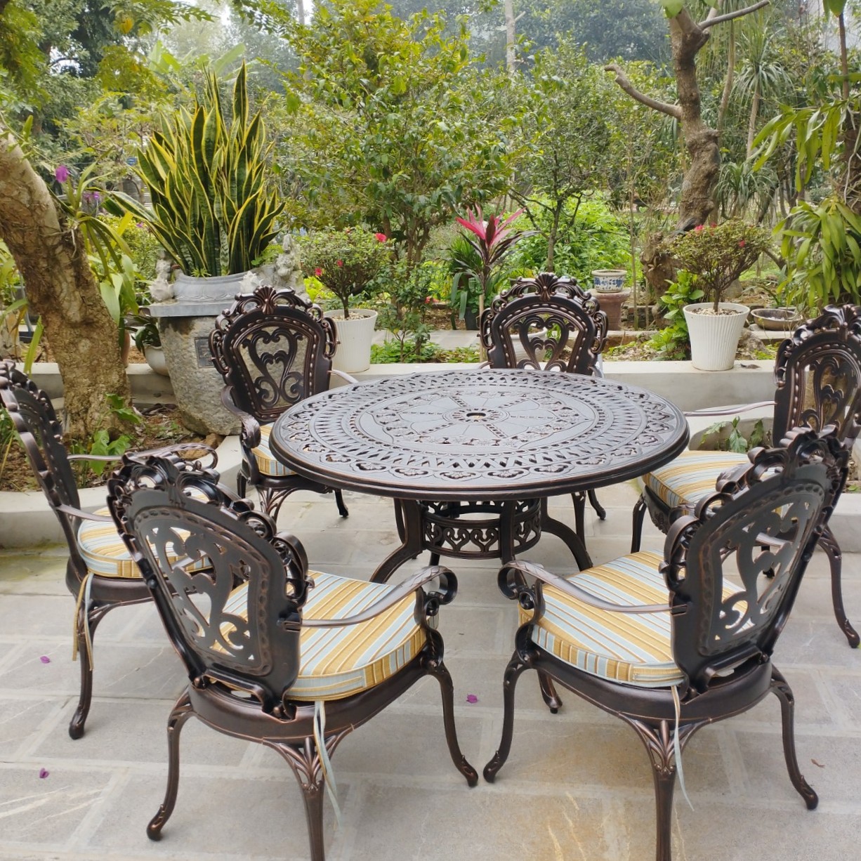 Rattan Export Bộ Bàn Ghế Sân Vườn Nhôm Đúc TCĐ-D120 - REX-D120-6GTCD