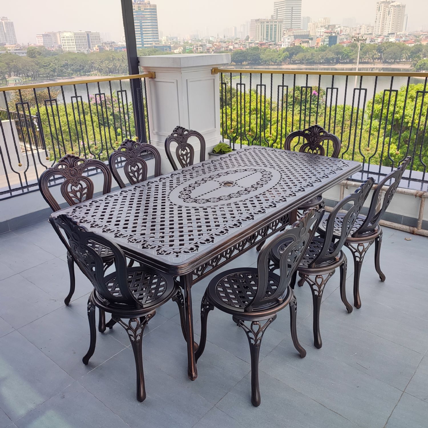 Rattan Export Set di Mobili Importato in Alluminio Pressofuso - REX-D175-8GVN