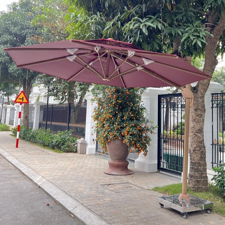 Rattan Export Dù Lệch Tâm Tròn 3M Hợp Kim Nhôm - REX-DLT-3M-MD
