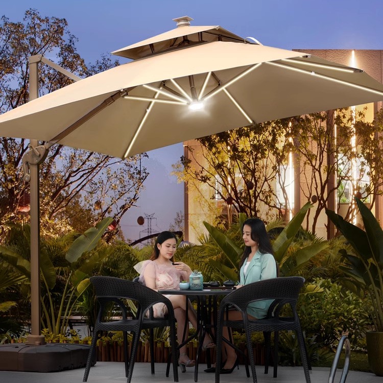 Rattan Export Dù Lệch Tâm Ngoài Trời Có Đèn Led - REX-LTV-3M-D