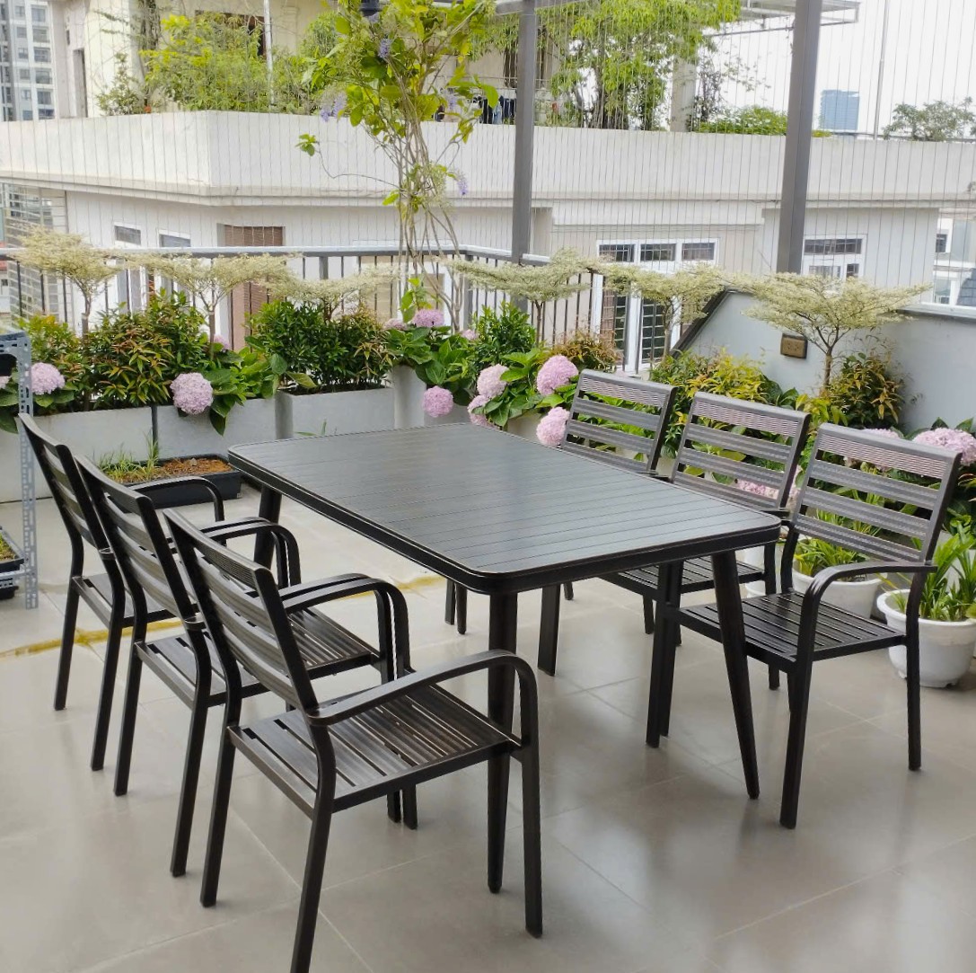 Rattan Export Mobili da Giardino in Alluminio Pressofuso Doghe Dritte D150 - REX-D150-6GN