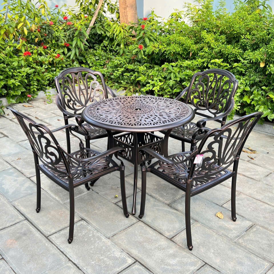 Rattan Export Set di Mobili da Giardino in Alluminio Pressofuso D90 - REX-D90-4GHS