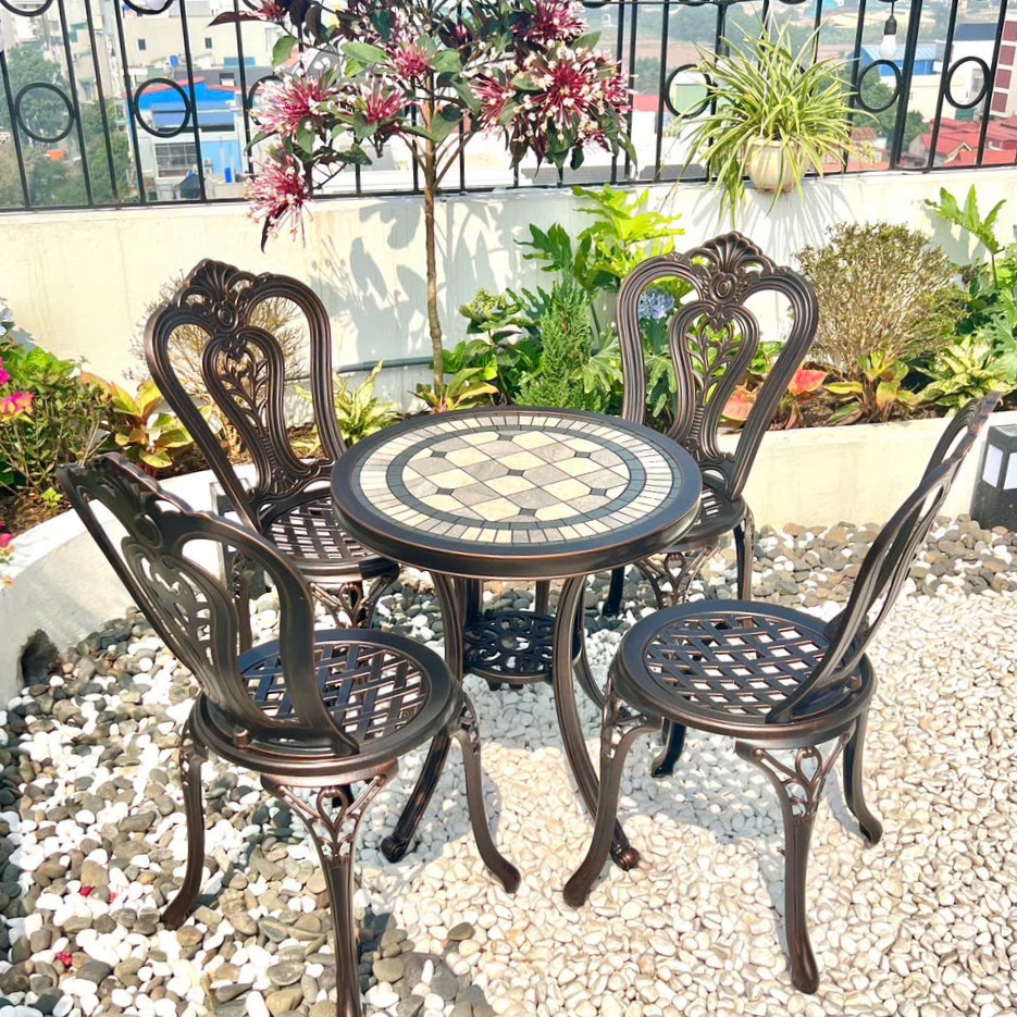 Rattan Export Bộ Bàn Ghế Ban Công Mặt Đá D60-4G - REX-Đ60-4GVN