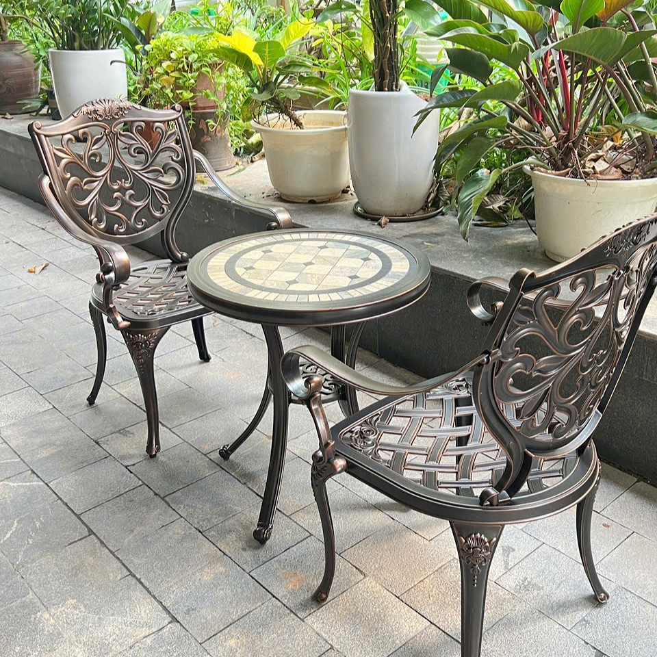 Rattan Export Conjunto de Muebles de Balcón Superficie de Piedra - GLCT - REX-Đ60-2GLCT