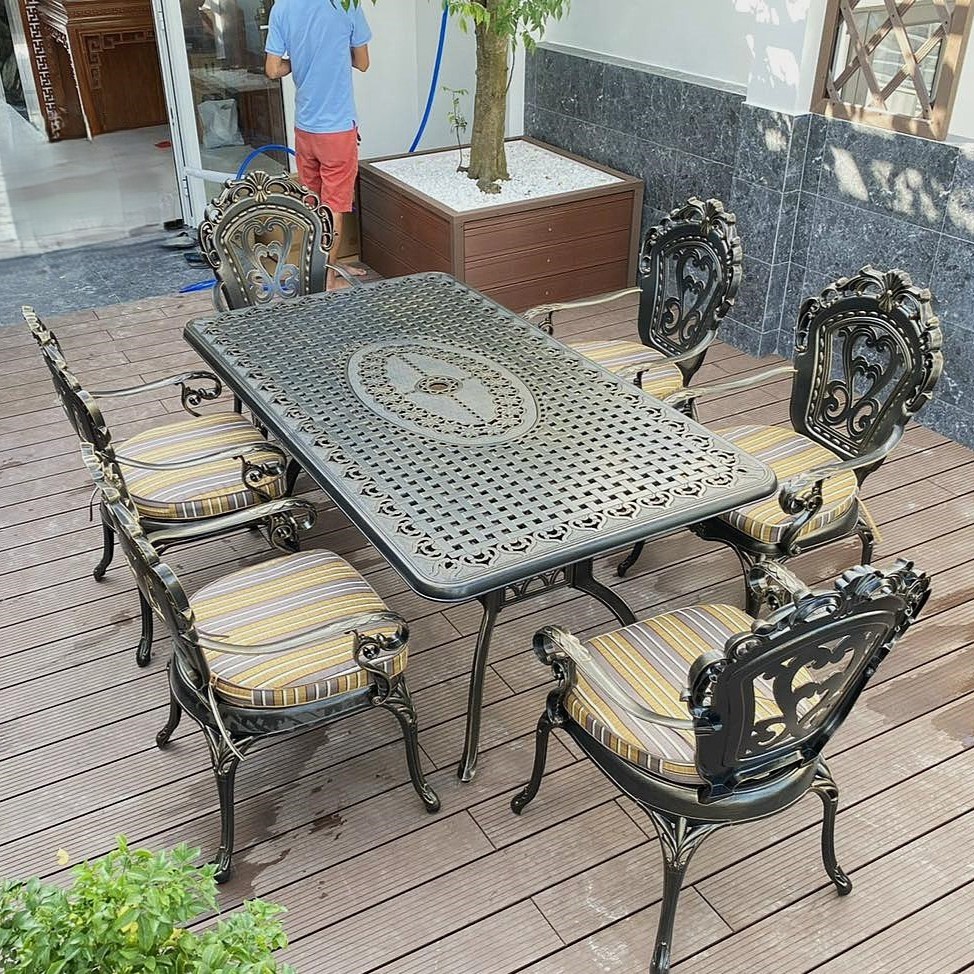 Rattan Export Conjunto de Muebles de Jardín de Aluminio Fundido D175-TCD - REX-D175-6GTCD