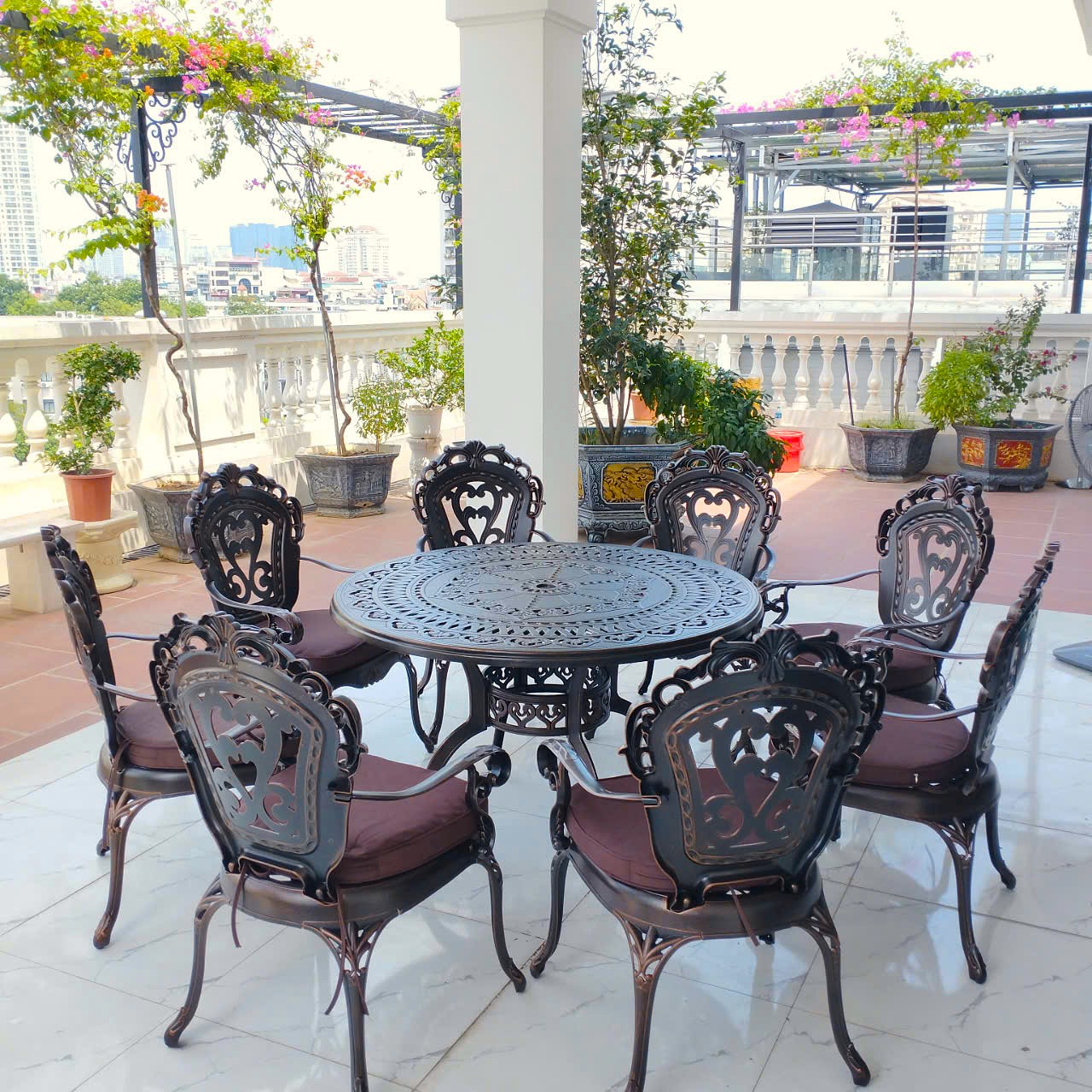 Rattan Export Set di Mobili in Alluminio Pressofuso Neoclassico - REX-TCD-8G