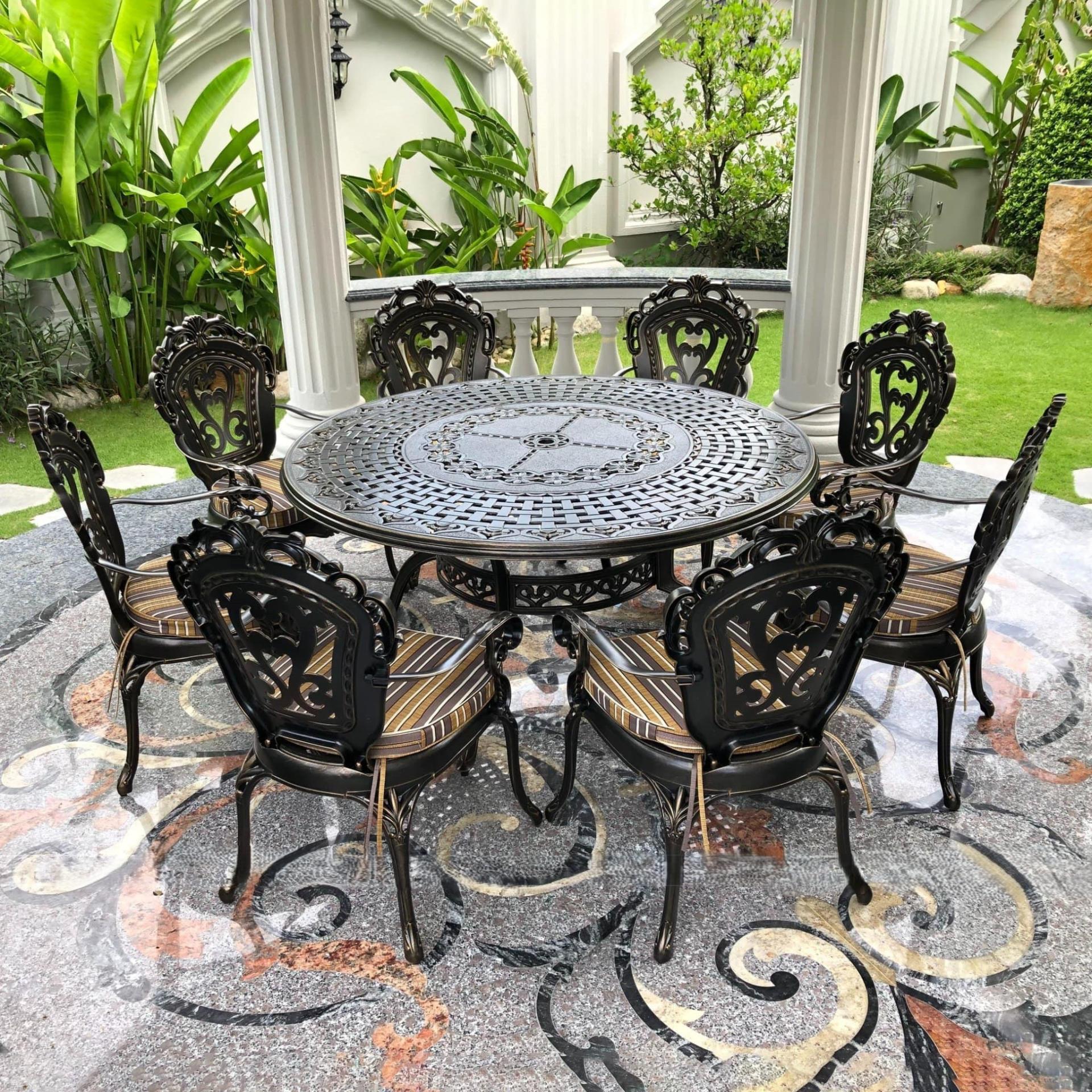 Rattan Export Set di Mobili Importato in Alluminio Pressofuso T150 - REX-T150-8G
