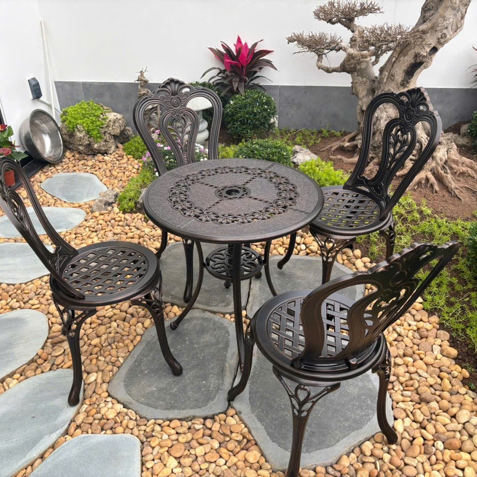 Rattan Export Set di Mobili in Alluminio Pressofuso Compatto D65 - REX-D65-4GVN
