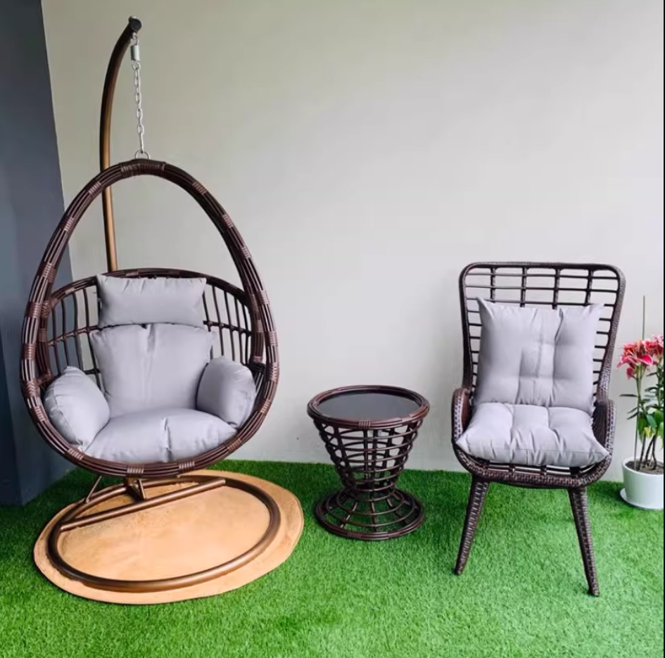 Rattan Export Bàn Ghế Xích Đu Nhựa Giả Mây - REX-CB2-BGXD