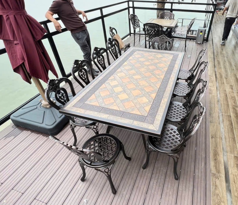 Rattan Export Conjunto de Muebles de Jardín de Aluminio Fundido Superficie de Piedra D188 - REX-D180-10G