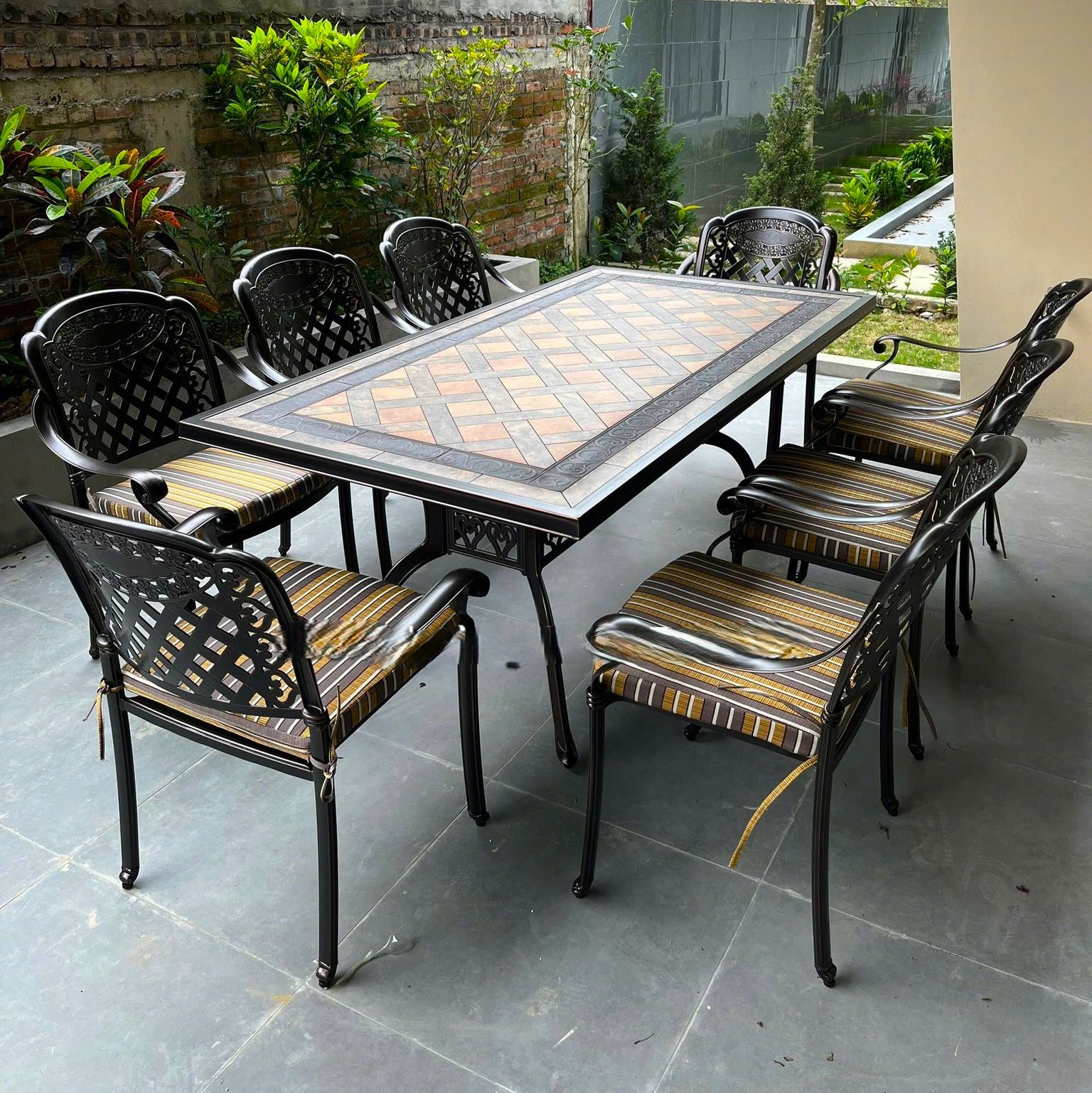 Rattan Export Conjunto de Muebles de Jardín Superficie de Piedra Importado D180 - REX-BD180-6G
