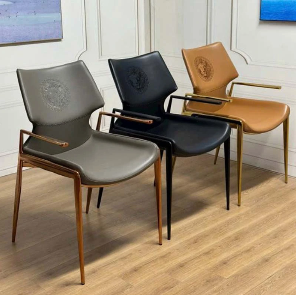 Rattan Export Silla de Comedor de Cuero Resistente a Rayaduras Premium Estilo Italiano - REX-GDBA-01