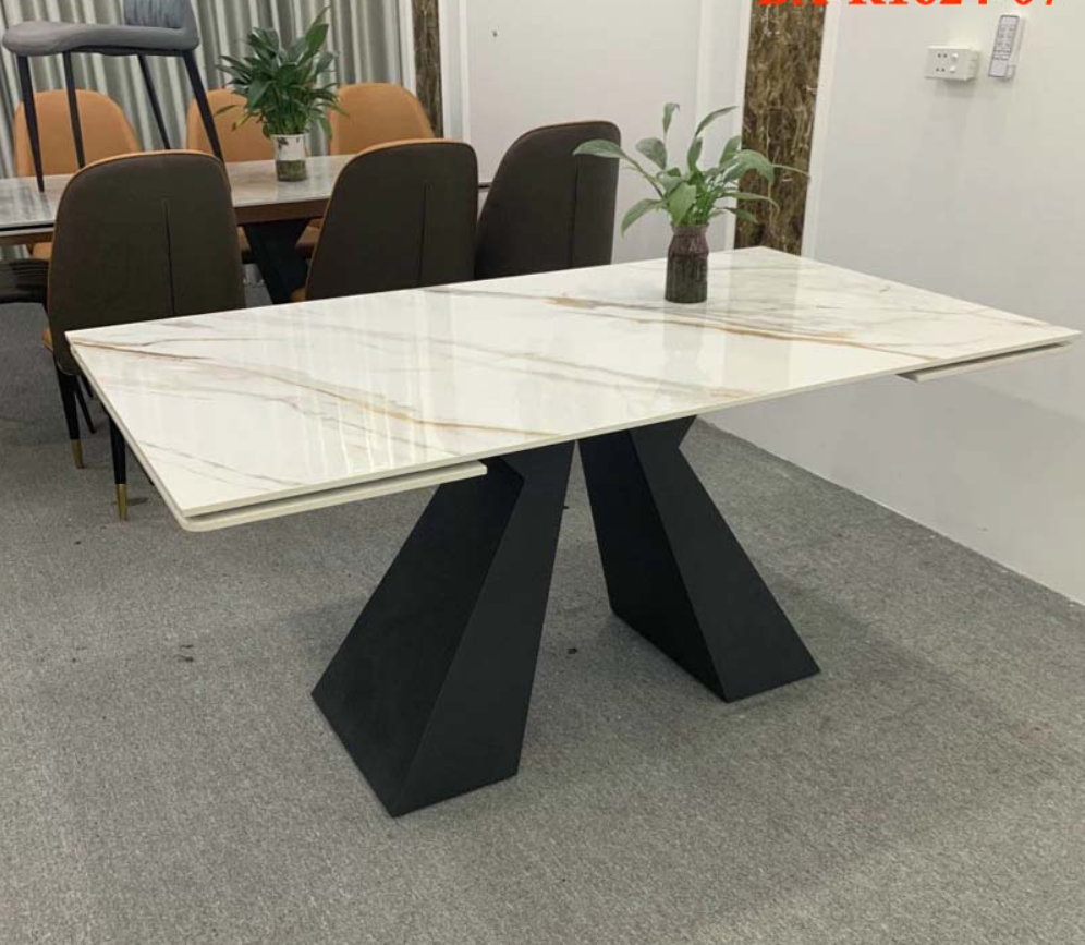 Rattan Export Mesa de Comedor Inteligente Base en Forma de A Superficie de Piedra Cerámica BA-07