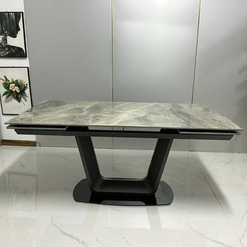 Rattan Export Tavolo da Pranzo Dimensione Regolabile Piano in Pietra BA-12