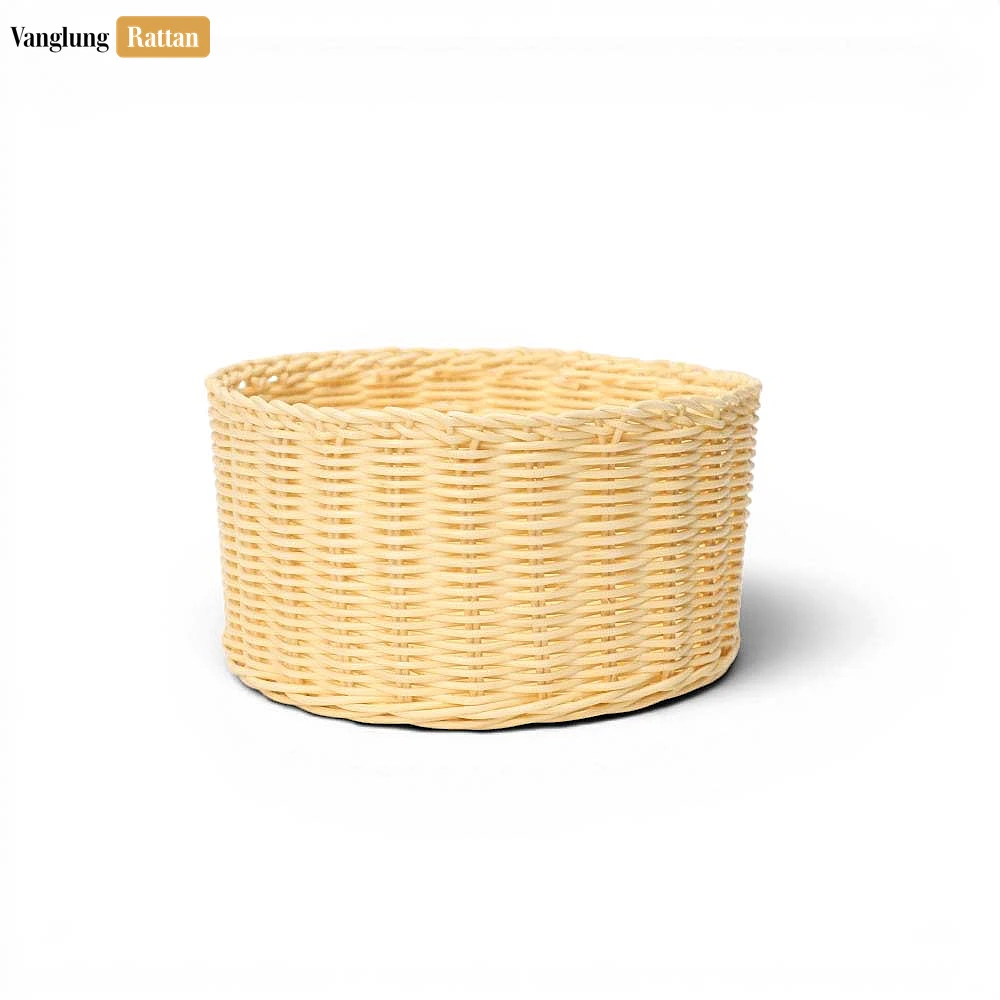 Rattan Export Vintage Style Wicker Cylinder Vanity Bag Leather Trim - REX-BG032012