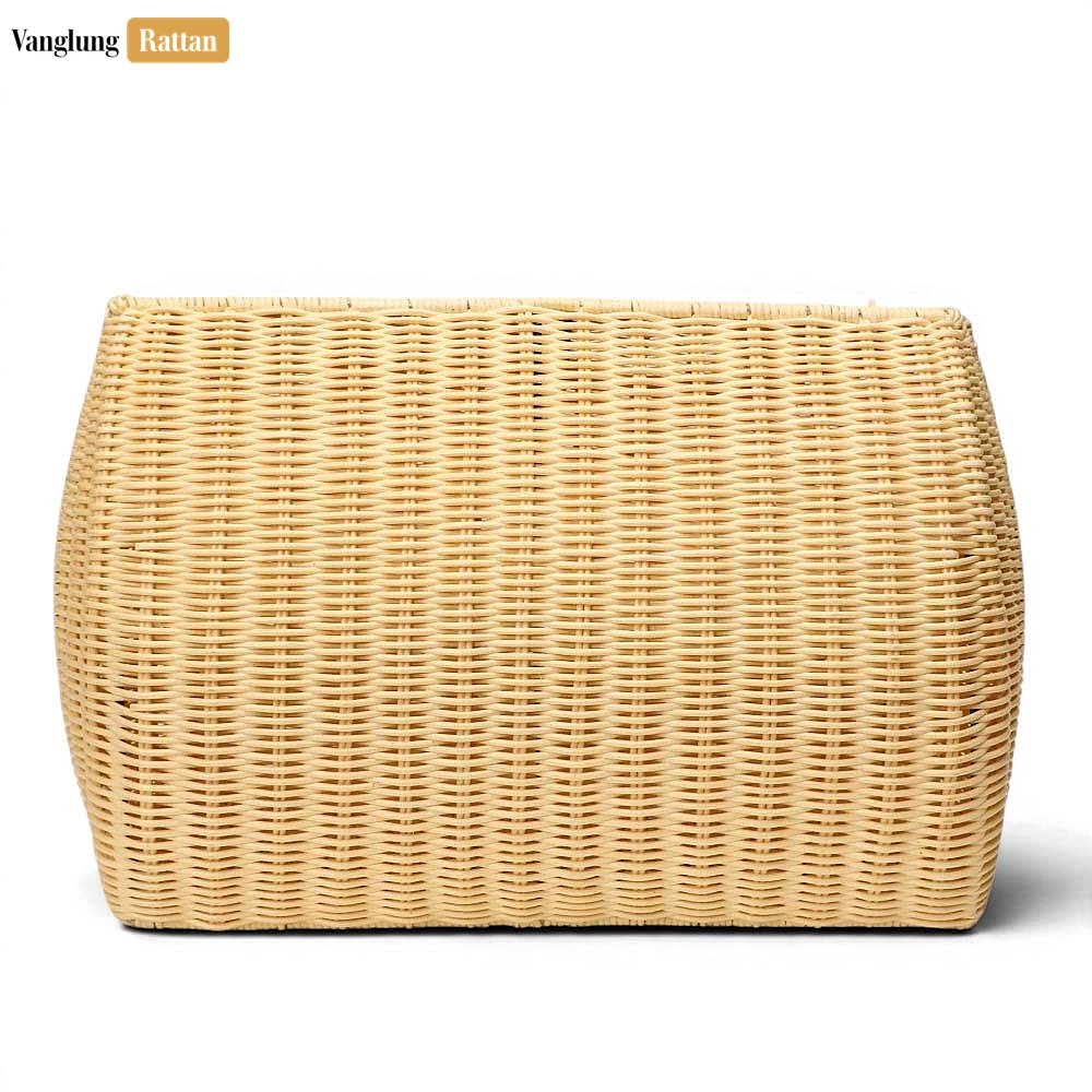 Rattan Export Woven Wicker Top Handle Tote with Leather Trim - REX-BG032011