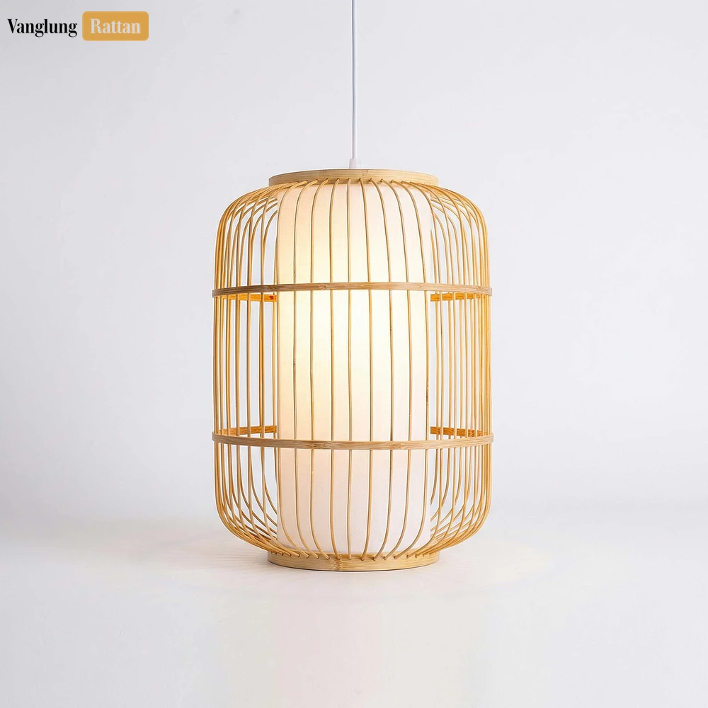 Rattan Export Wholesale Bamboo Lantern Lampshade - Zen Cylindrical Lighting for Resort and Cafe Interior Use - REX-LAB260117