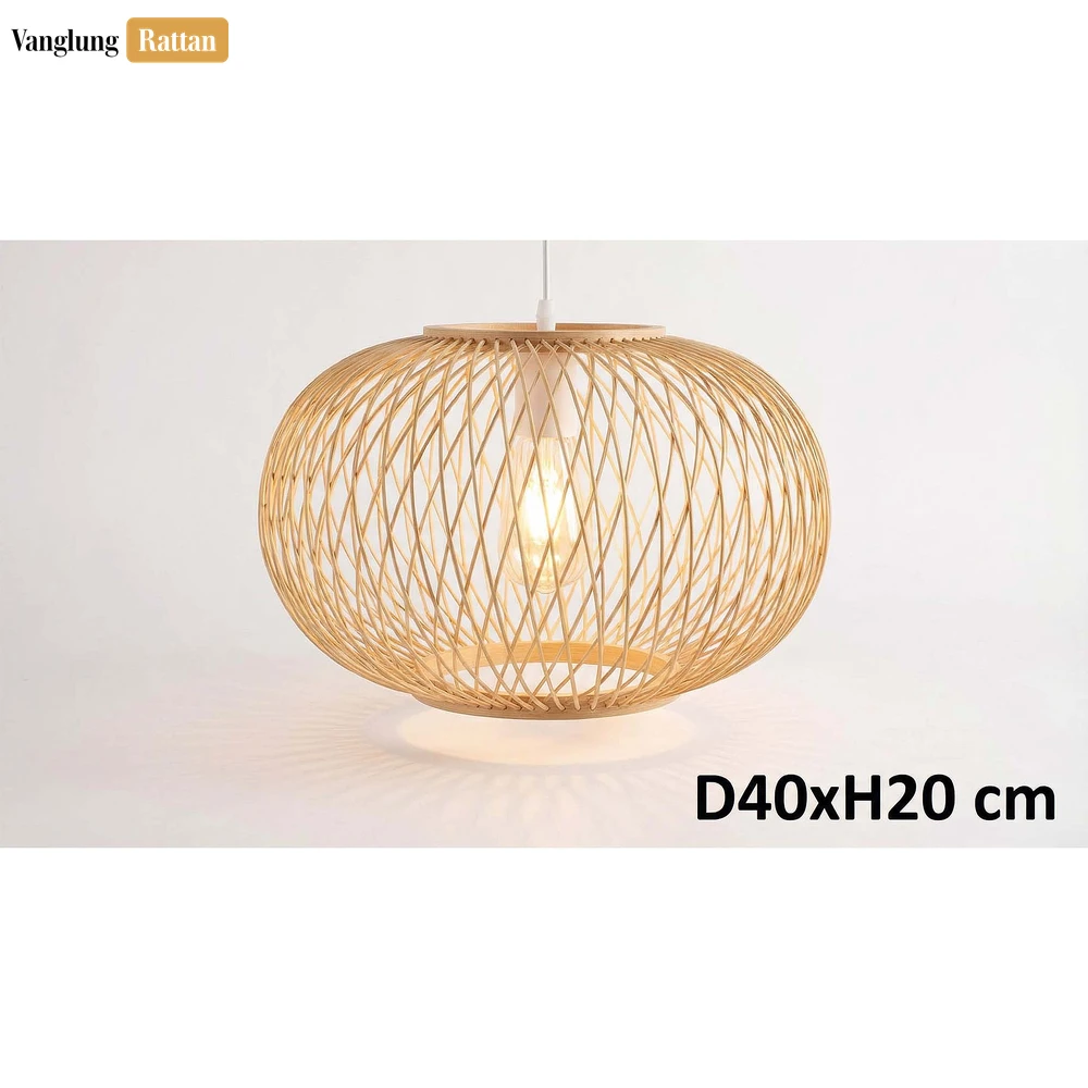 Rattan Export Wholesale Bamboo Lampshade - Artisanal Woven Lighting for Cafe and Resort Interior Use - REX-LAB260115