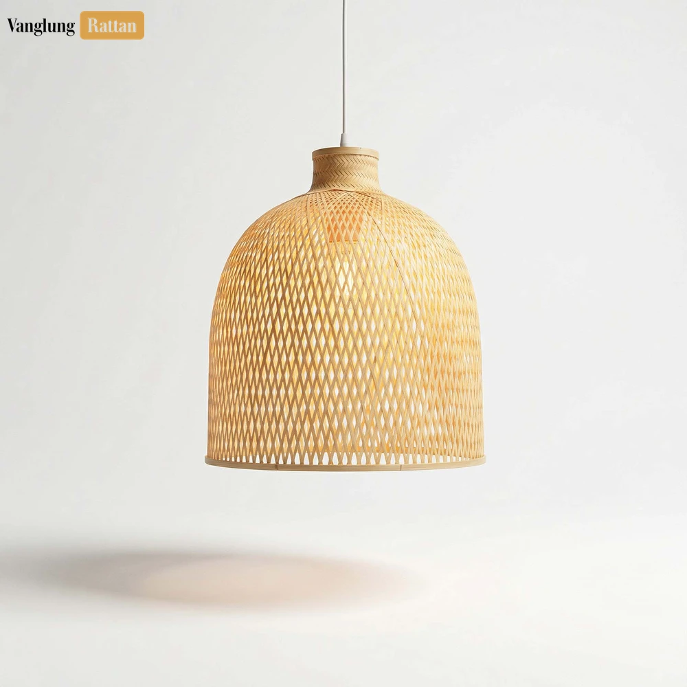 Rattan Export Handmade Woven Bamboo Pendant Shade - Eco-Friendly Mesh Light Cover for Commercial Use - REX-LAB260104