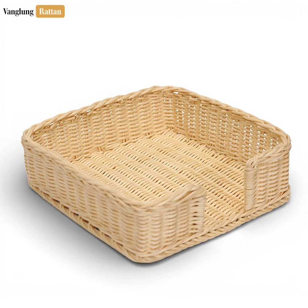 Rattan Export Handwoven Rattan Napkin Holder - Bulk Restaurant Table Tray and Sustainable Gift Shop Supply - REX-TW032001NA