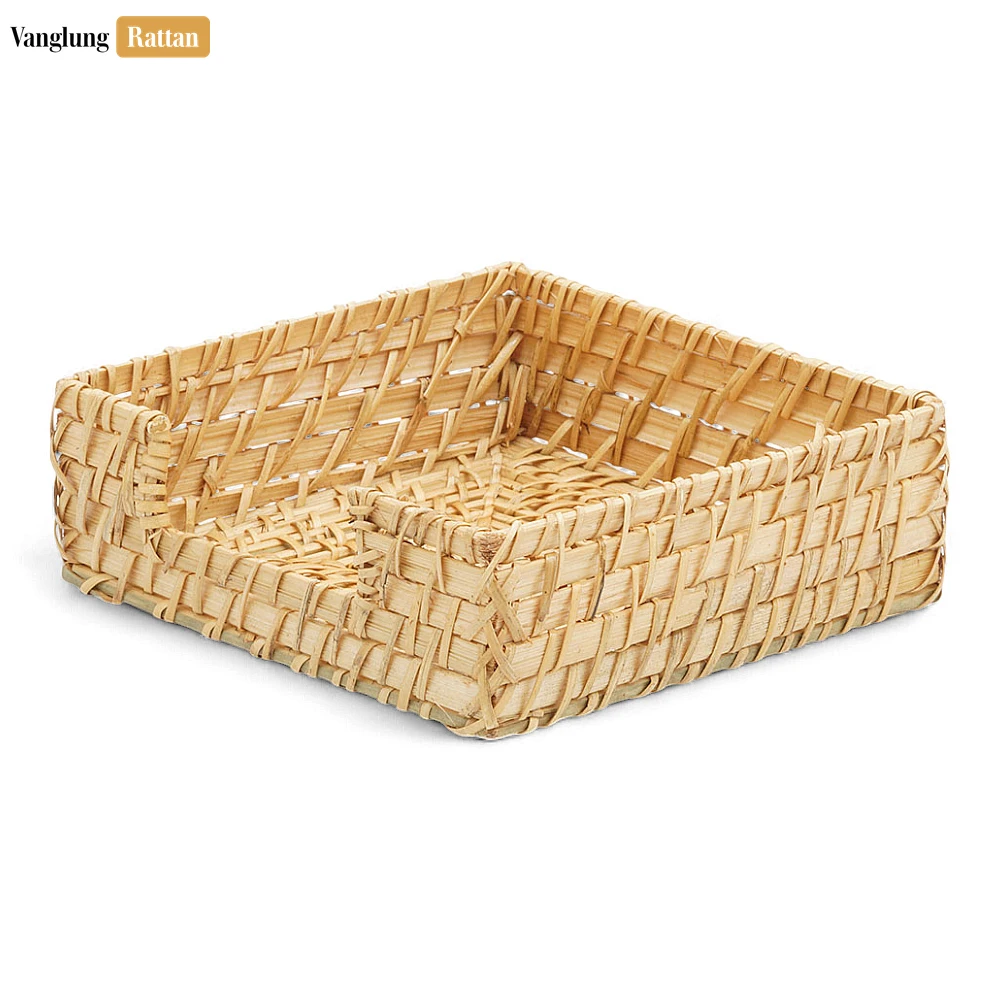 Rattan Export Bulk Dark Brown Rattan Napkin Holder - Woven Square Holder for Hotel and Corporate Gift Use - REX-TW052001NA