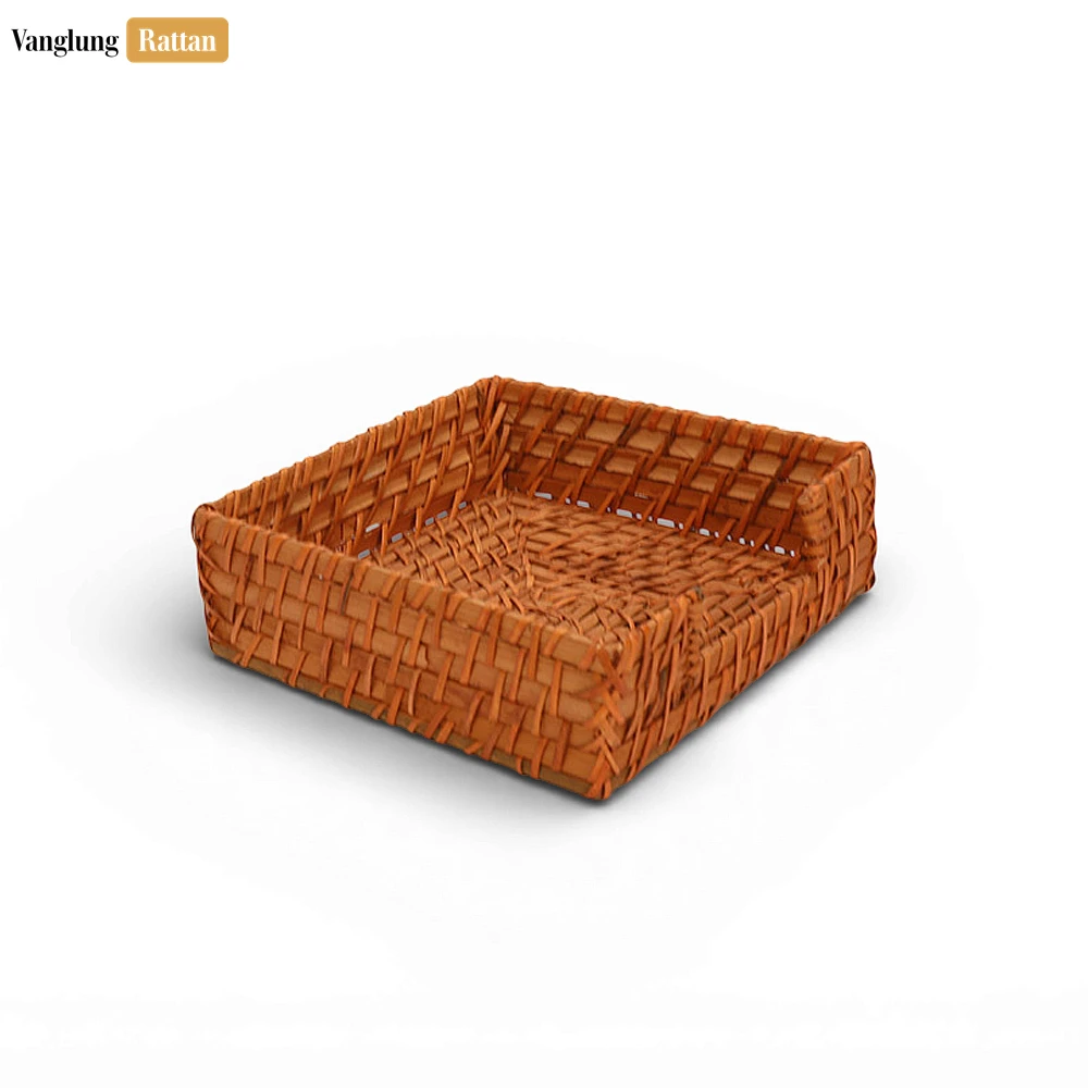 Rattan Export Wholesale Brown Bamboo Rattan Napkin Tray - Eco-Friendly Corporate Gift Tray and Luxury Hamper Accessory - REX-TW052001BR1