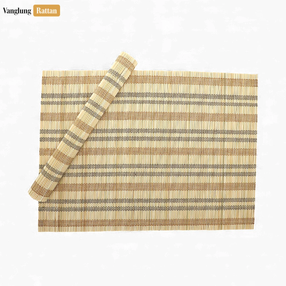 Rattan Export Wholesale Striped Bamboo Placemat - Wipeable Restaurant Table Mat and Bulk Cafe Dining Décor - REX-UP058011
