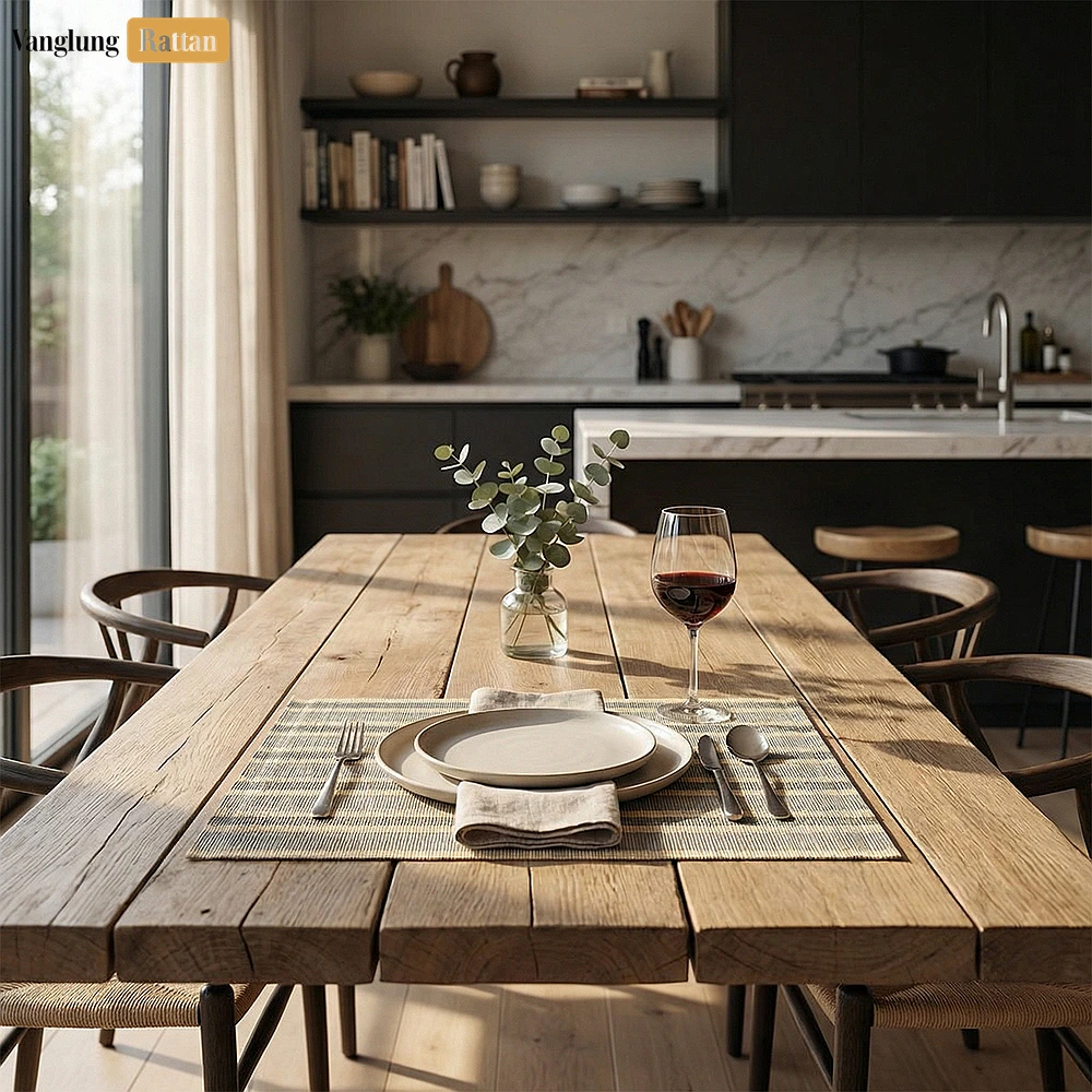 Rattan Export B2B Sustainable Bamboo Placemat - Heat-Resistant Mat for Professional Cafe Use - REX-UP058010