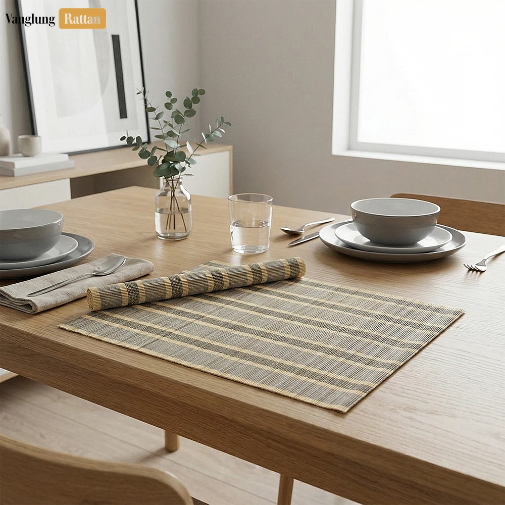 Rattan Export B2B Sustainable Bamboo Placemat - Heat-Resistant Mat for Professional Cafe Use - REX-UP058010