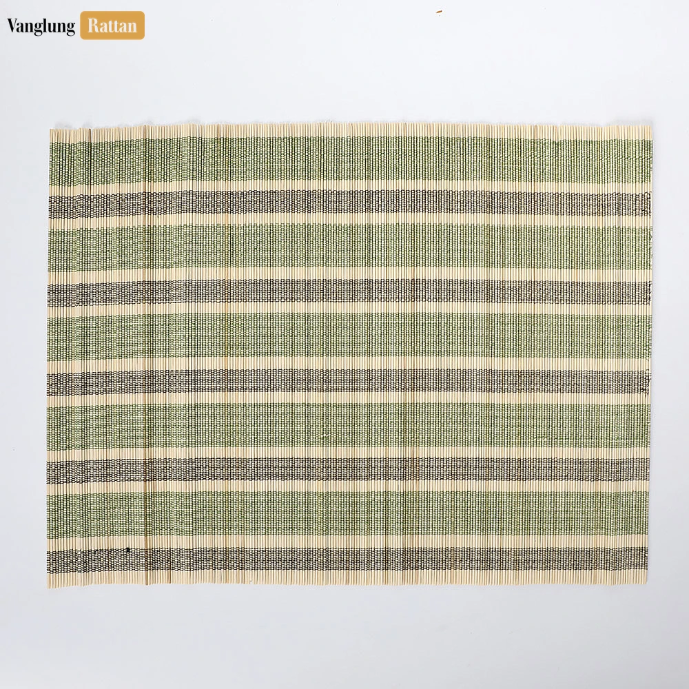 Rattan Export Wholesale Bamboo Placemat - Striped Woven Table Mat for Hotel and Restaurant Use - REX-UP058004