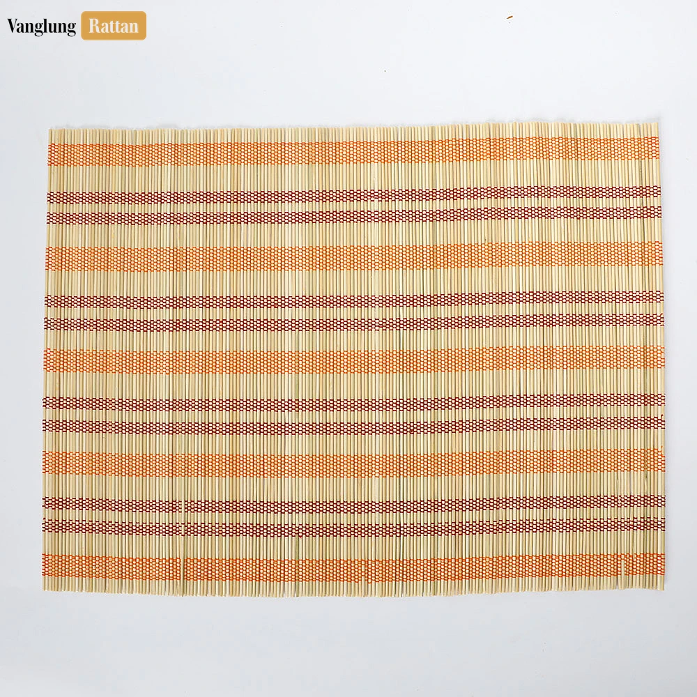 Rattan Export Wholesale Striped Natural Bamboo Placemat - Heat-Resistant Restaurant Table Mat and Bulk Cafe Dining Décor - REX-UP058003