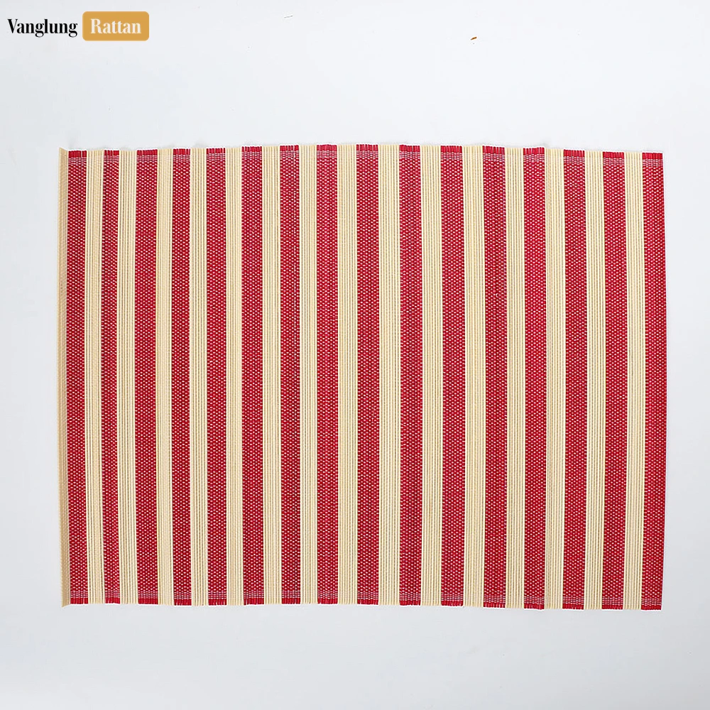 Rattan Export Bulk Woven Bamboo Table Placemats - Striped Dining Mat for Hotel and Restaurant Use - REX-UP058002