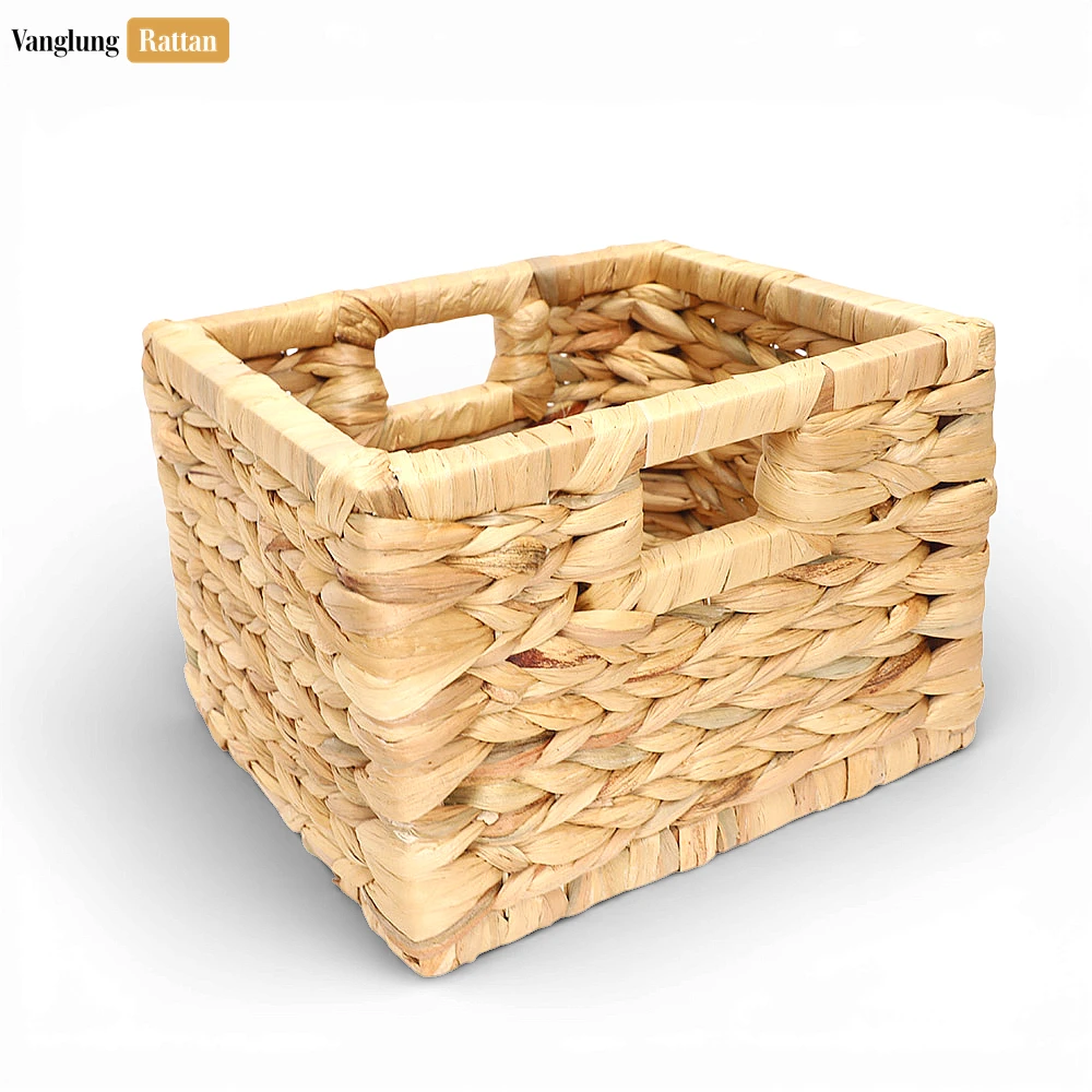 Rattan Export Natural Water Hyacinth Woven Basket - Bulk Hotel Towel and Amenity Organizer for Guest Rooms - REX-SB081005
