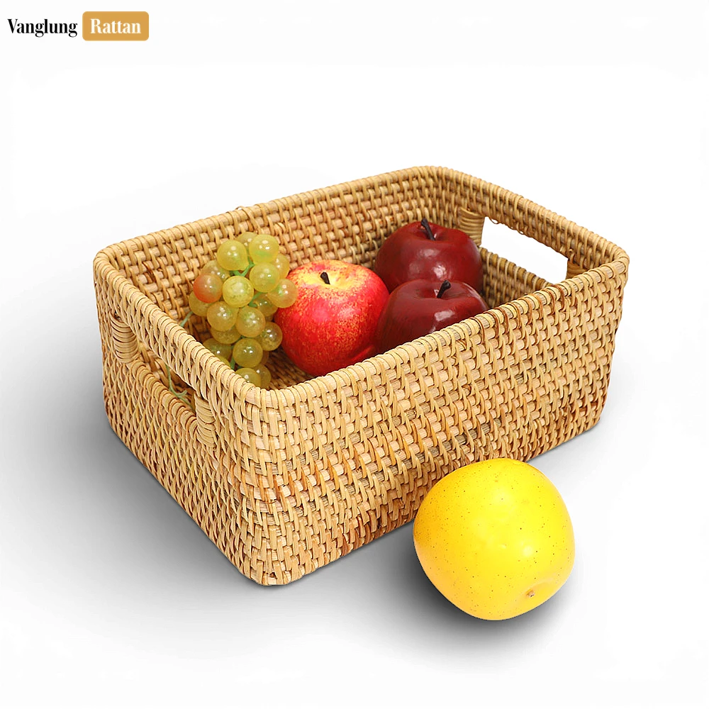 Rattan Export Wholesale Honey Straw Rattan Storage Basket - Large Woven Organizer - REX-SB021009