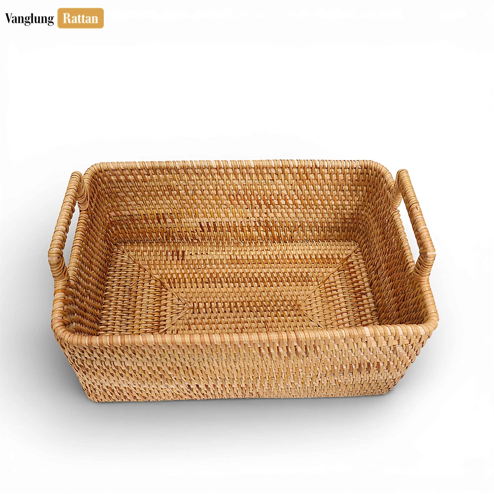 Rattan Export Wholesale Rattan Storage Basket with Fabric Liner - Woven Shelf Bin - REX-SB011010