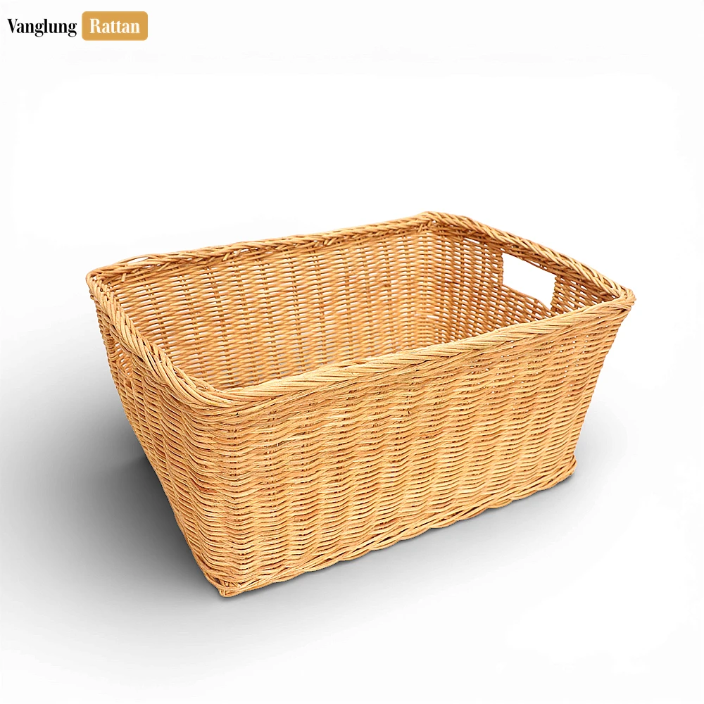 Rattan Export Wholesale Rectangular Core Rattan Storage Basket - Natural Woven Bin for Storage - REX-SB031001
