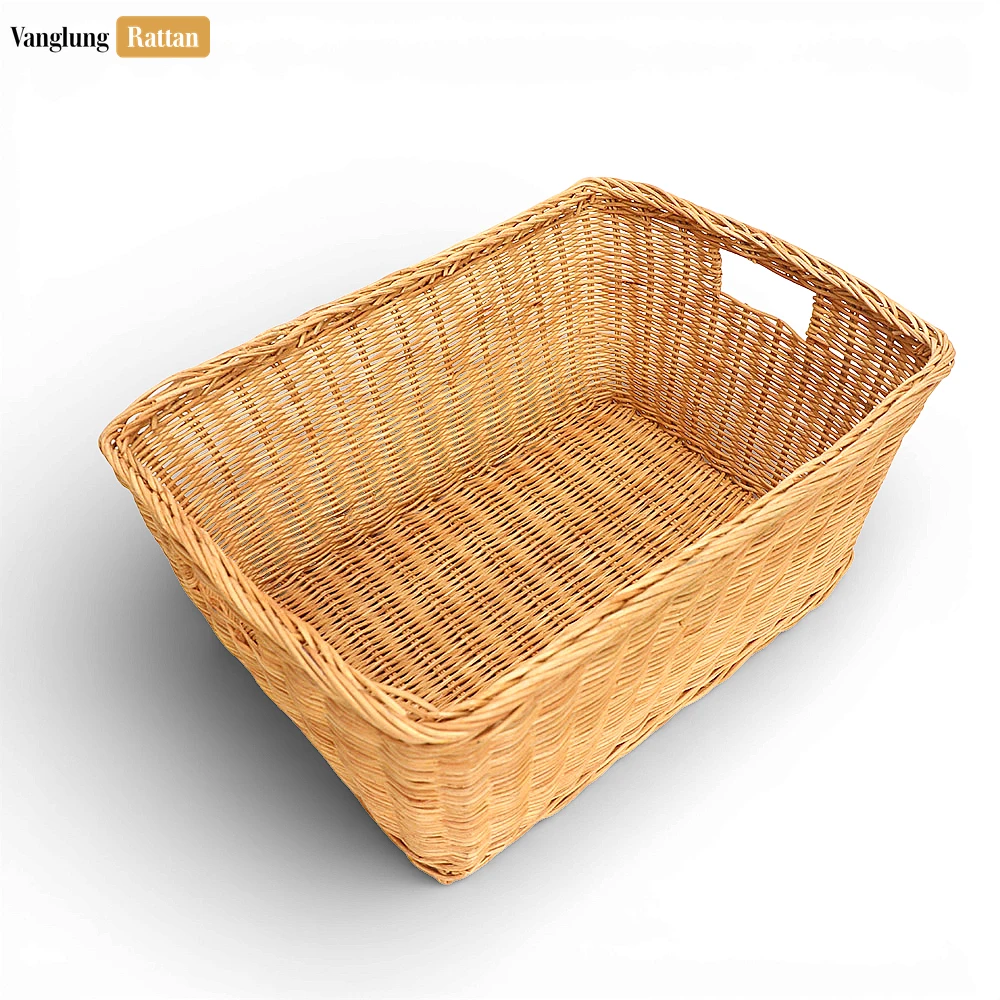 Rattan Export Wholesale Rectangular Core Rattan Storage Basket - Natural Woven Bin for Storage - REX-SB031001