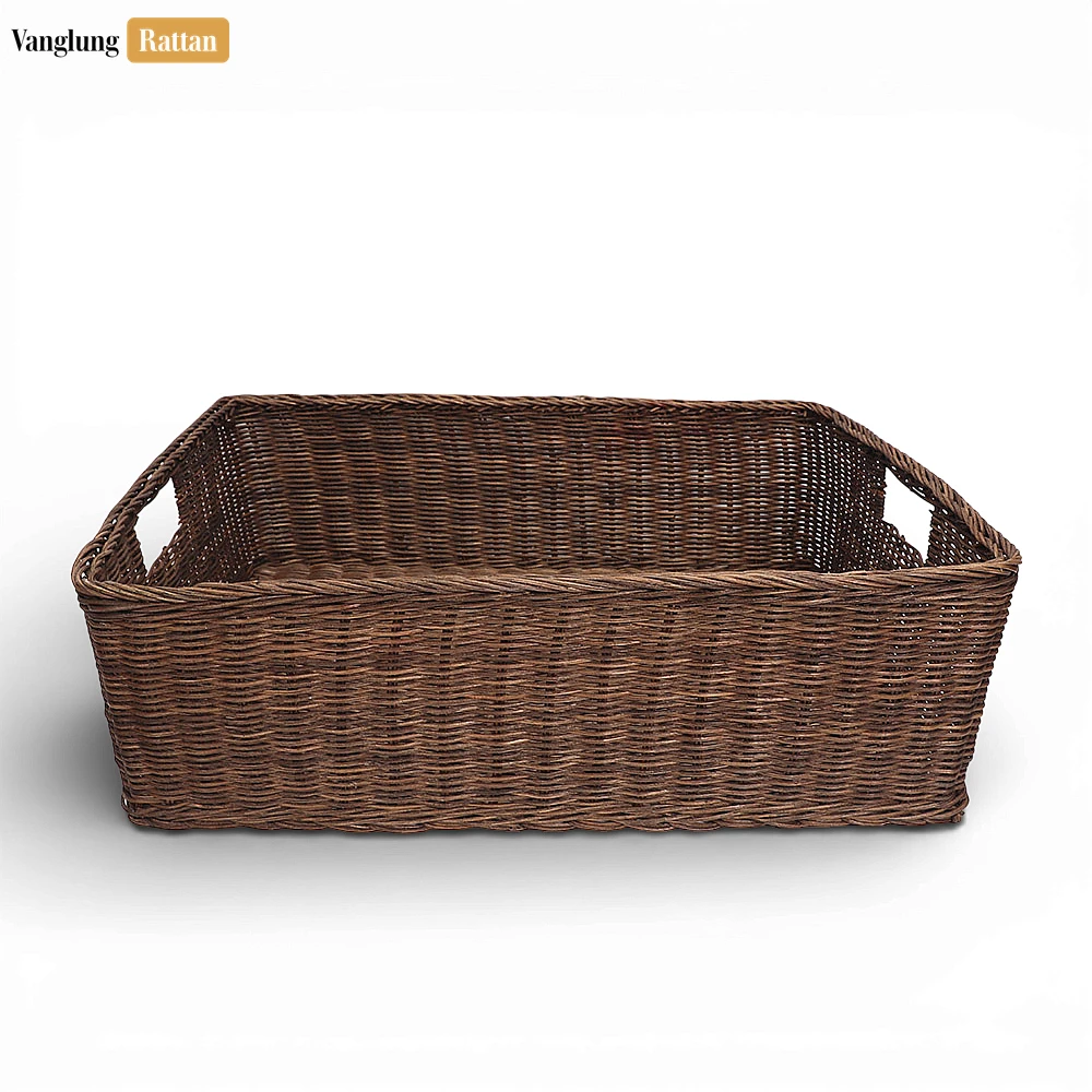 Rattan Export Wholesale Core Rattan Storage Basket with Handles - Professional Woven Storage Tray - REX-SB021007