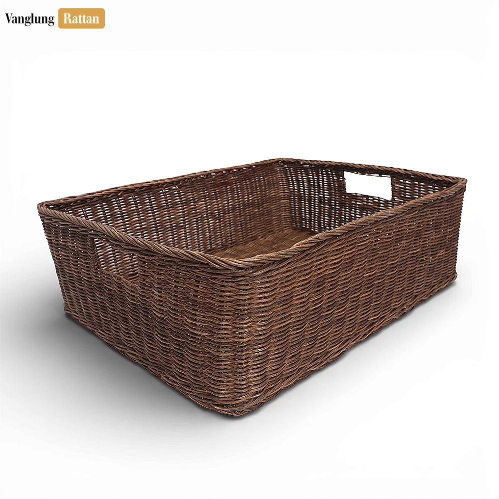 Rattan Export Wholesale Core Rattan Storage Basket with Handles - Professional Woven Storage Tray - REX-SB021007