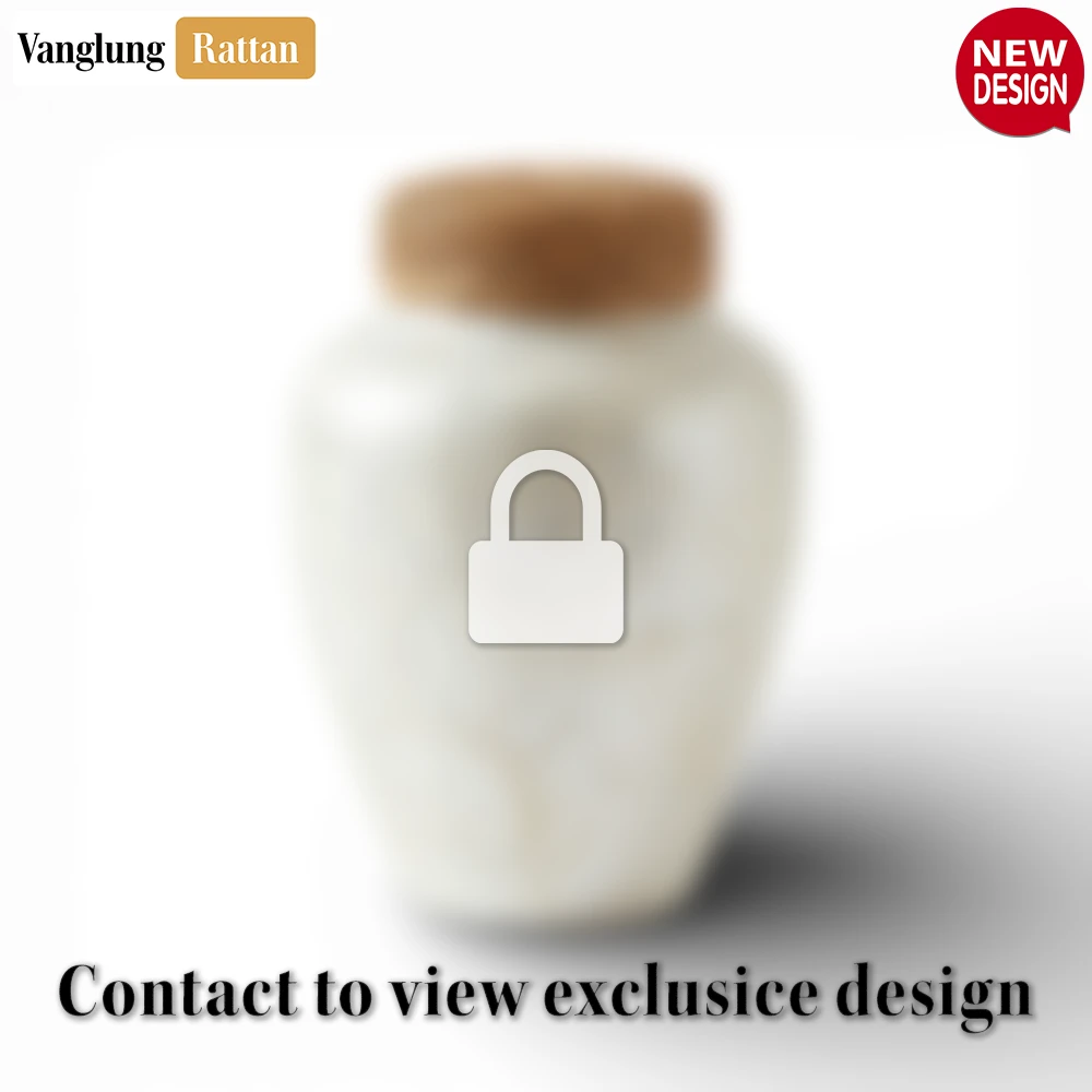 Rattan Export Wholesale Handcrafted Mother of Pearl Cremation Urn - Iridescent White Shell Memorial for Human Ashes - REX-UR0126014