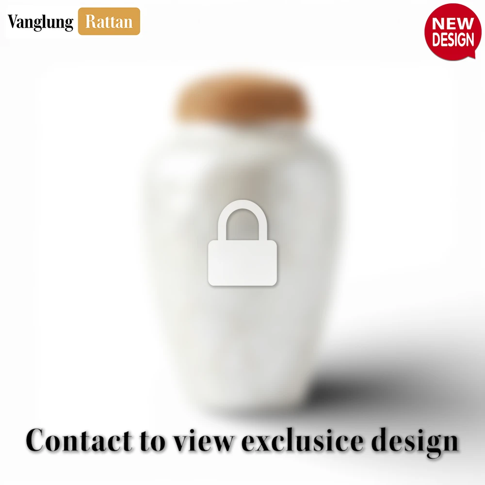 Rattan Export Wholesale White Luxury Mother of Pearl Funeral Vessel - Elegant Shell Option for Professional Burial Use - REX-UR0126011