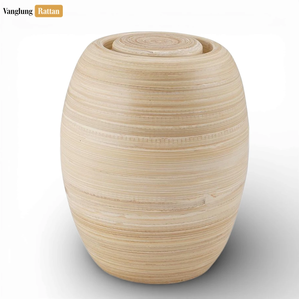 Rattan Export Artisanal Wood Grain Ash Urn - Premium Natural Memorial Product for Funeral Home Use - REX-UR0526008