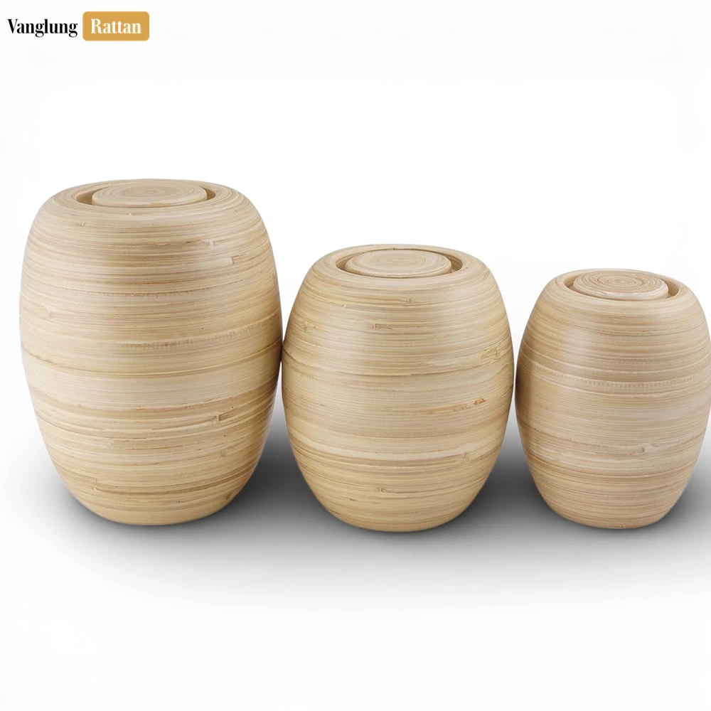 Rattan Export Artisanal Wood Grain Ash Urn - Premium Natural Memorial Product for Funeral Home Use - REX-UR0526008